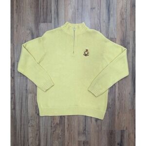 Lauren Ralph Lauren Petite Yellow Half Zip Crest Sweater 100%‎ Cotton M
